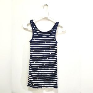 A new day blue and white stripe scoop neck tank top with gold polka dot sz small